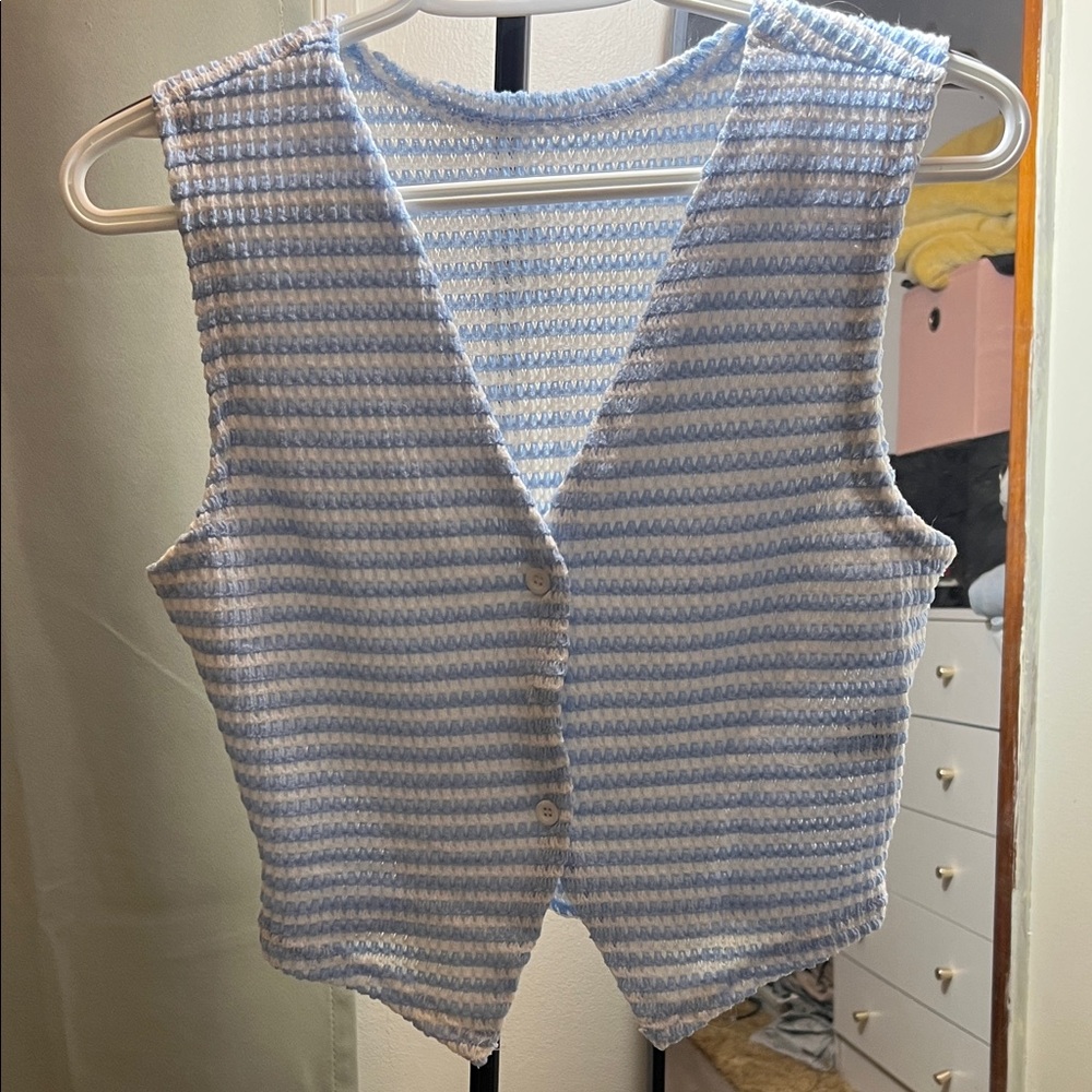 Striped Blue and White Women's Sleeveless Top